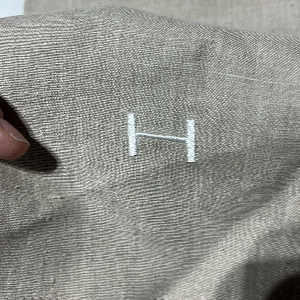 Banana Republic vintage tan linen “H” monogrammed in white tea towel decorative